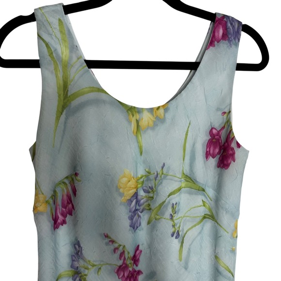 VIntage Dressbarn Sz 10 Blue Floral Textured Maxi Dress Cottagecore Fairy Fem - Picture 3 of 11